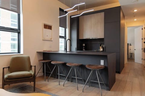 Living and dining area with modern furnishings
