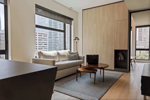 Living and dining area with modern furnishings