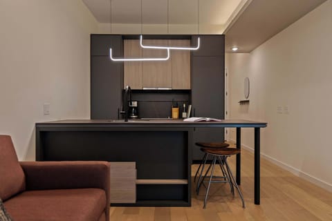 Living and dining area with modern furnishings

