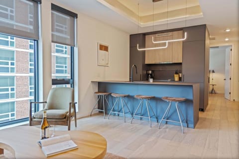 Living and dining area with modern furnishings