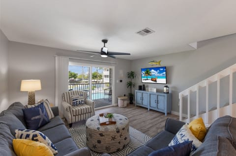 Living area overlooking balcony