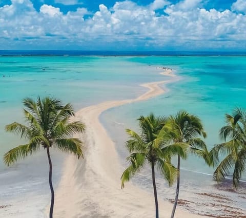 Beach nearby, white sand, 10 beach bars