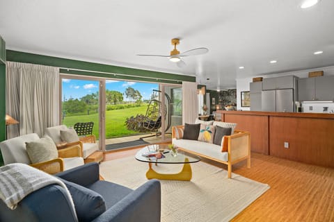 Main living room, lanai, and kitchen
