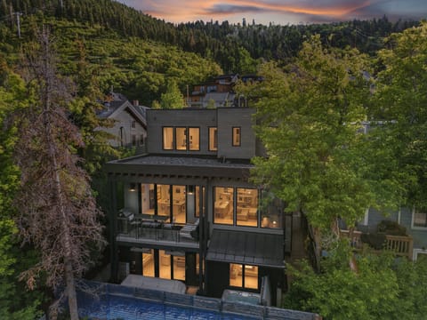 Large windows with terraced porches with a stunning view of the mountains