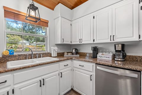 Whip up something tasty with ease—the kitchen’s stocked with essentials, including a variety of spices to kick things up a notch.