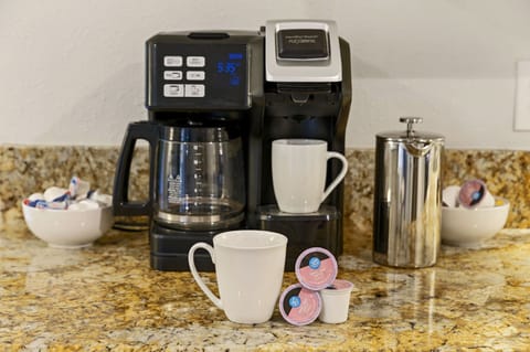 Single cup or a full pot? Our kitchen has both Keurig and drip options!