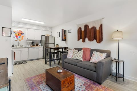 All bedding provided for the comfortable Queen sleeper sofa in the living room with a Smart TV. Open floor plan makes for a great space to relax and unwind after a day of exploring.