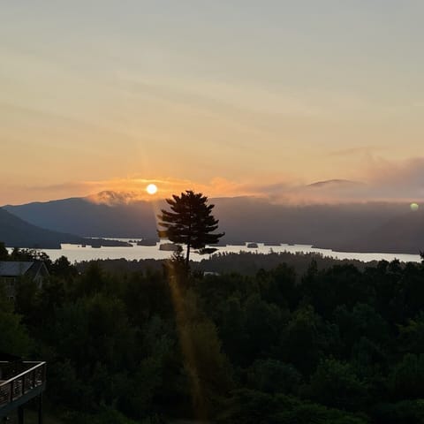 Sunrise on a misty morning.