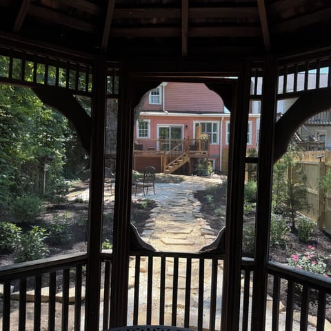 View of the garden and house from the gazebo