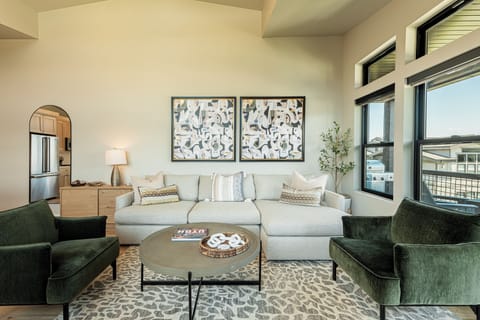 Sectional sofa and plush chairs