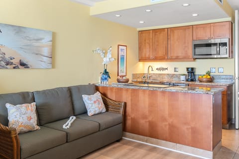 Living room featured a comfortable sleeper sofa for extra sleeping arrangement