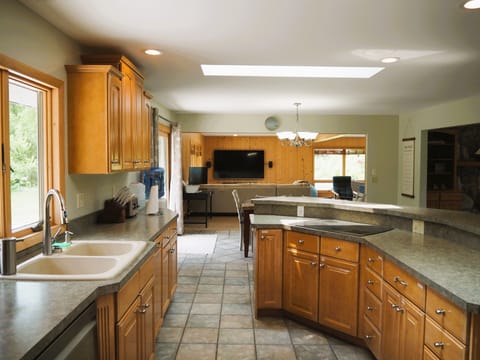 Kitchen, view into family view
