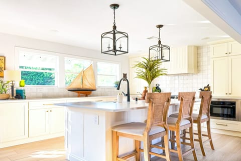 Kitchen view from front left.