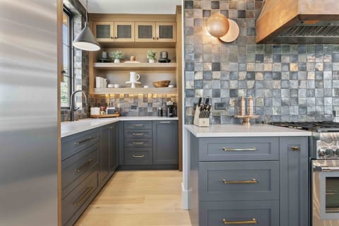 Indoors, Kitchen, Shelf, Cooktop, Kitchen Island