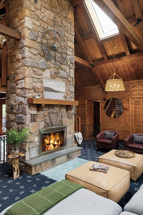 Unwind and relax by the crackling fire after a day of adventure. 