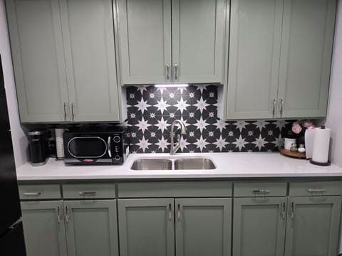 Kitchen with Keurig and Microwave
