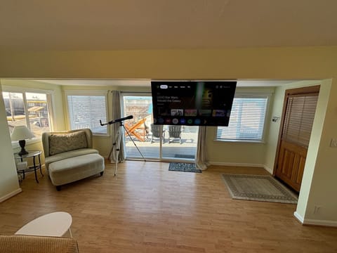 Living room with retractable TV