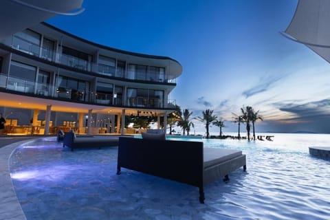 Outdoor pool, open 8:00 AM to 11:00 PM, sun loungers