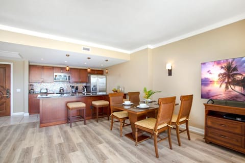 Modern kitchen and dining blend comfort, style, and island charm. HKK-229