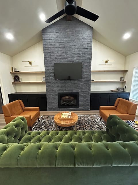 Living room with electric fireplace
