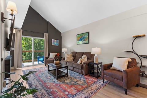 Curl up in the serene living room & stream your favorites on the smart TV