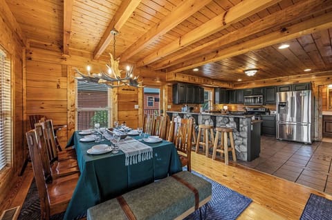 Dining table in a cozy, inviting space. Perfect for family gatherings