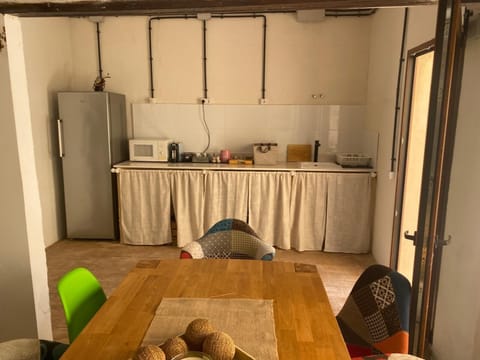 Fridge, microwave, stovetop, espresso maker