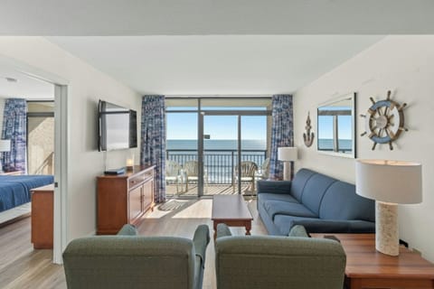 The ocean front living room is fabulous for movie night with the family.