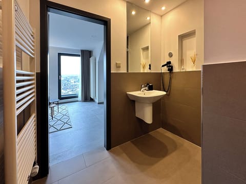 Deluxe Double Room, City View | Bathroom | Shower, towels, soap, toilet paper