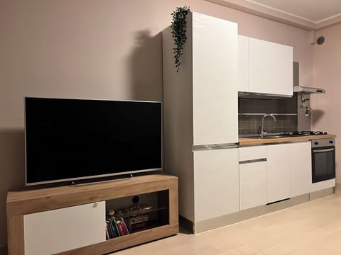 the kitchen and the TV