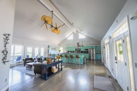 Spacious entertaining with seating for 20 inside and more on the balcony