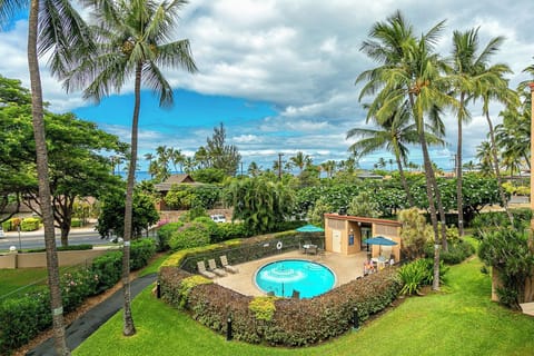 Three pools and tropical landscaping await