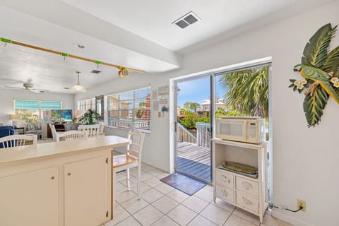 The sliding doors to the second story deck