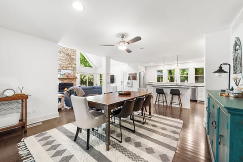 From kitchen to fireplace, this home brings people together.