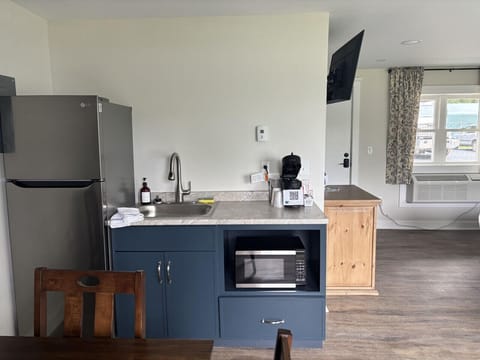 Includes a coffee maker for a fresh start to your day.