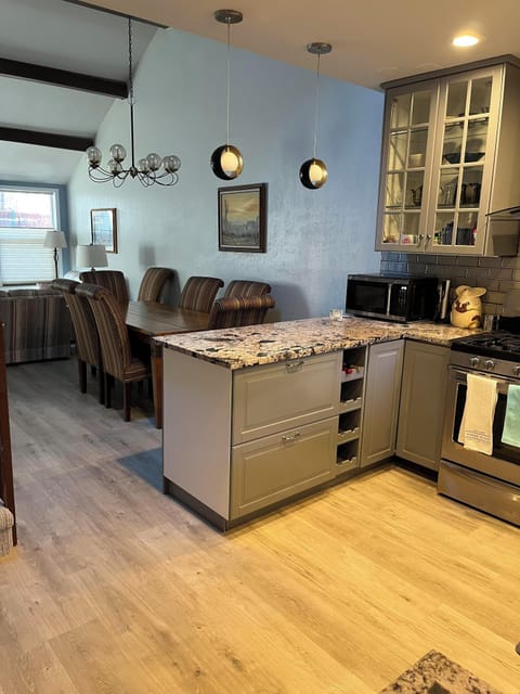 Kitchen with view of dining area
