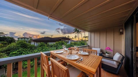 Enjoy sunset dinners on the private lanai