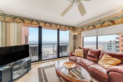Bright, breezy living room overlooking the Atlantic.