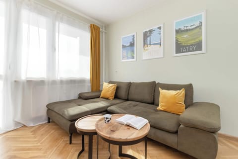Living room with a comfortable sofa and TV. 