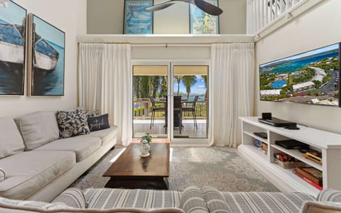 The comfy living room area with cold AC and a flat screen TV