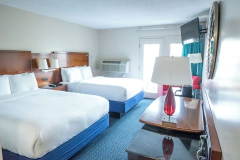 Standard Room, 2 Queen Beds, Balcony, Pool View | Desk, blackout drapes, iron/ironing board, free WiFi