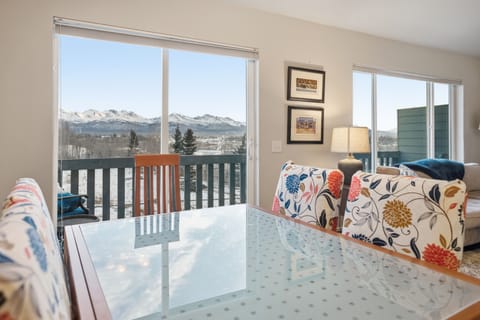 Large windows, lots of light, open space and beautiful views of Chugach Mountain
