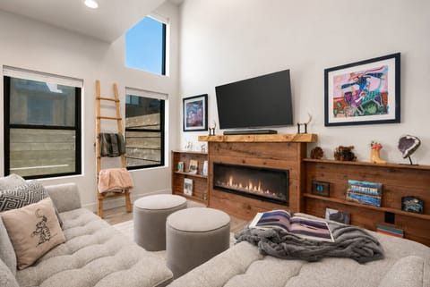 Cozy Living Room with Electric Fireplace & Smart TV