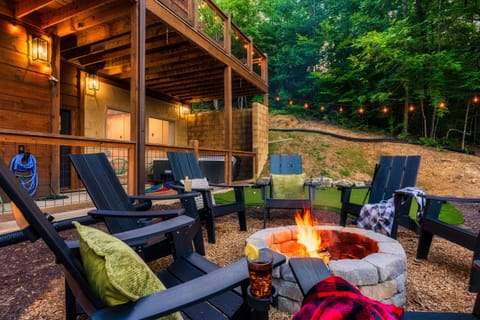 Fire Pit  and mini golf in backyard