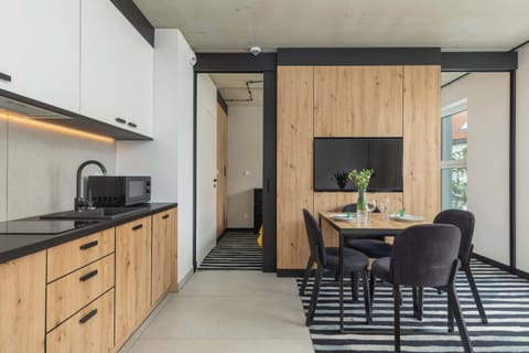 Modern, fully equipped kitchenette.