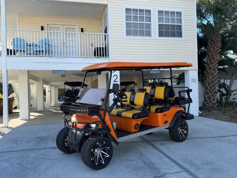 Explore IRB like a local in the complimentary 6 seat golf cart.