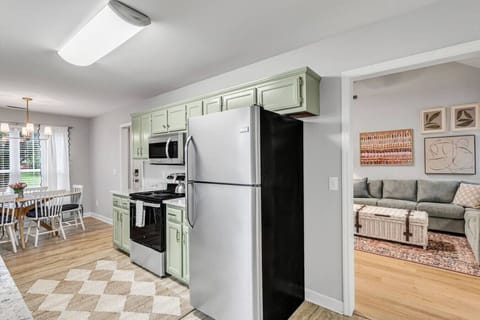 Kitchen with a view into the living room.