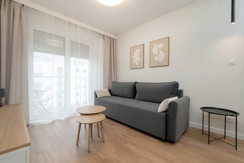 Living room with a comfortable sofa and TV. 