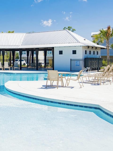 The summer salt resort style pool is perfect for cooling off, lounging in the sun, and enjoying quality time just steps (or a golf cart ride) from your stay.