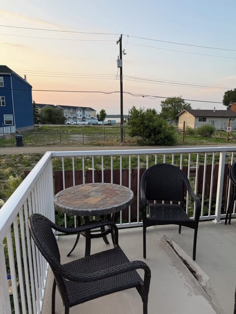 Coffee on deck with view of lake 